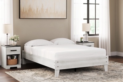 Shawburn Full Platform Bed, Whitewash, rollover