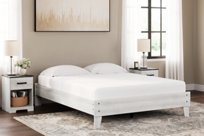 Shawburn Queen Platform Bed, Whitewash, rollover