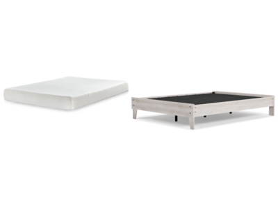 Shawburn Queen Platform Bed with Mattress, Whitewash, large