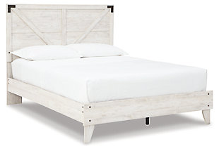 Shawburn Queen Crossbuck Panel Platform Bed, White/Dark Charcoal Gray, large