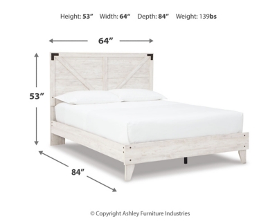 Shawburn Queen Crossbuck Panel Platform Bed, White/Dark Charcoal Gray, large