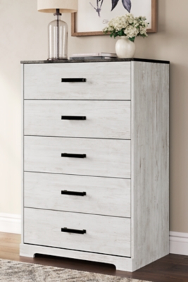 Shawburn Chest of Drawers, Whitewash/Charcoal Gray, large