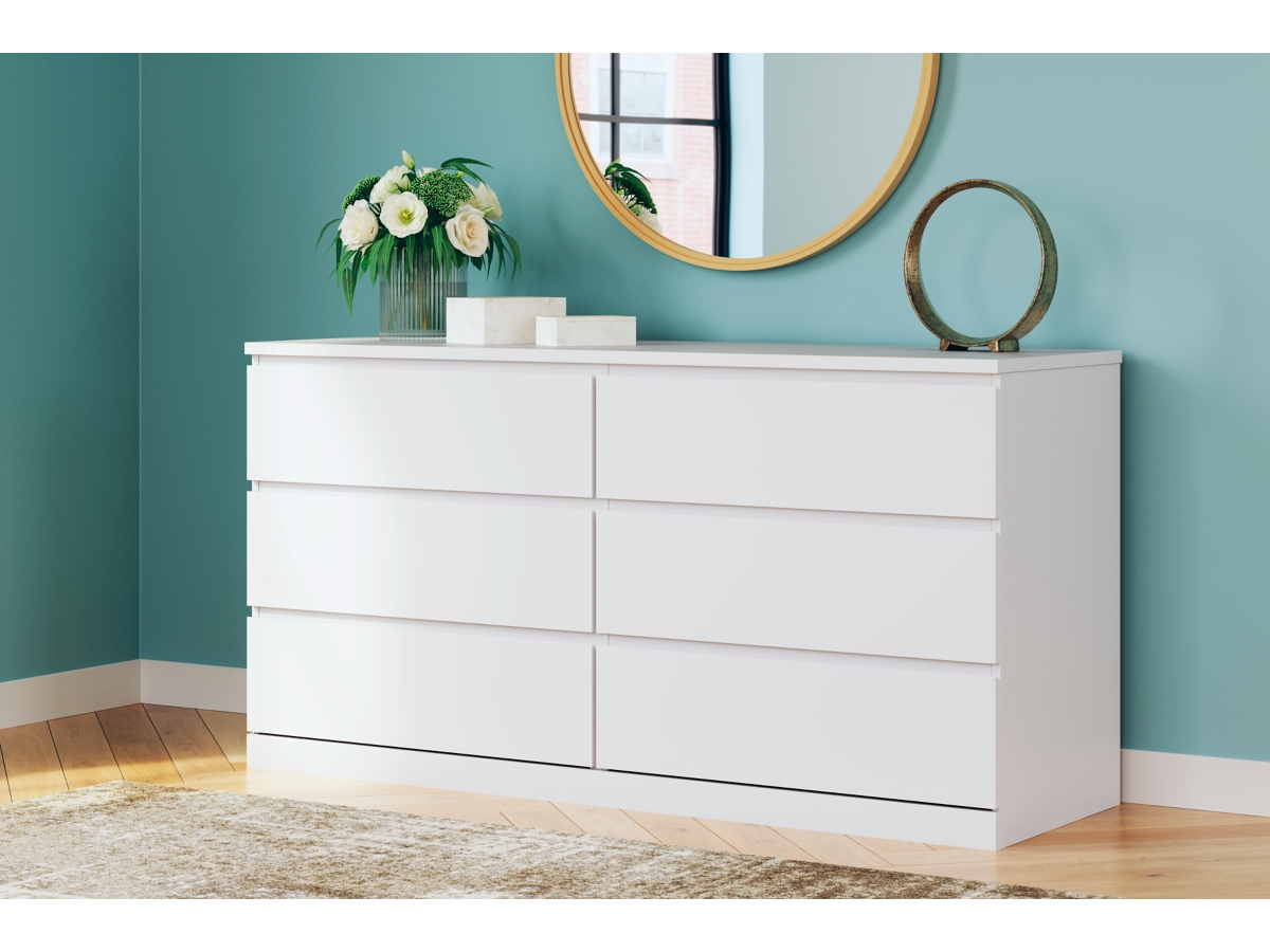 Tvilum Portland 6-Drawer Double Dresser in White 26.89 in. H