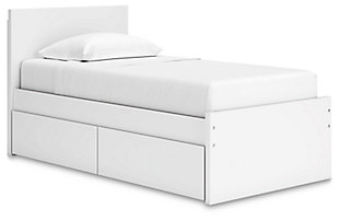 Onita Twin Panel Platform Bed with 1 Side Storage, White, large
