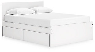 Onita Queen Panel Platform Bed with 2 Side Storage, White, large