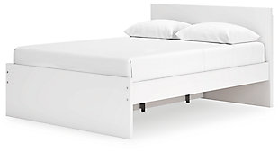 Onita Queen Panel Platform Bed with 1 Side Storage, White, rollover