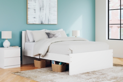 Onita Queen Panel Platform Bed, White, rollover