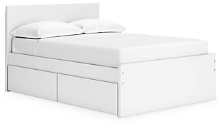 Onita Full Panel Platform Bed with 2 Side Storage, White, large