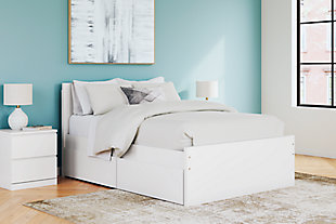 Onita Full Panel Platform Bed with 2 Side Storage, White, rollover