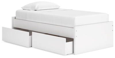 Onita Twin Platform Bed with 1 Side Storage, White, large