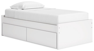 Onita Twin Platform Bed with 1 Side Storage, White, large