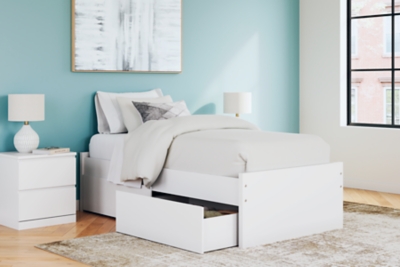 Onita Twin Platform Bed with 1 Side Storage, White, large