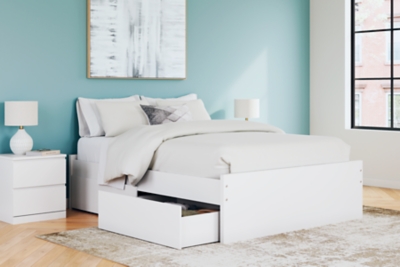 Onita Queen Platform Bed with 2 Side Storage, White, large