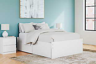 Onita Full Platform Bed with 2 Side Storage, White, rollover