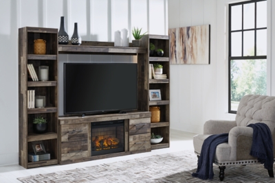 Derekson 4-Piece Entertainment Center with 60" TV Stand and Electric Fireplace, Multi Gray