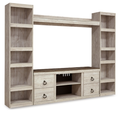 Willowton 4-Piece Entertainment Center, Whitewash, large