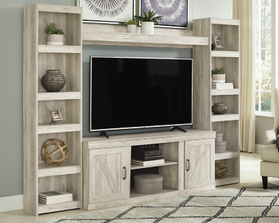 Bellaby 4-Piece Entertainment Center, Whitewash, rollover