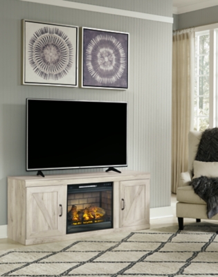 APK-EW0331FP Bellaby 60 TV Stand with Electric Fireplace, White sku APK-EW0331FP