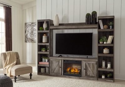 Wynnlow 4-Piece Entertainment Center with 60 TV Stand and Electric Fireplace, Gray