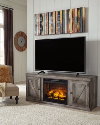 "Wynnlow 60" TV Stand with LED Electric Fireplace Insert", Gray