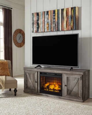 Wynnlow 60 TV Stand with LED Electric Fireplace Insert, Gray