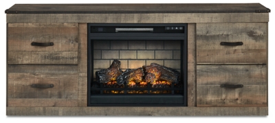 Trinell TV Stand with Electric Fireplace, Brown, large