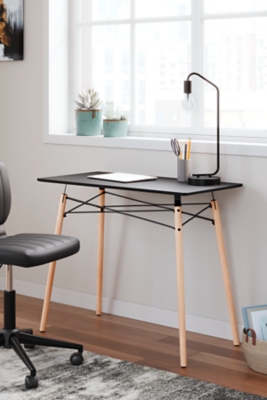 Jaspeni Home Office Desk, Black/Natural