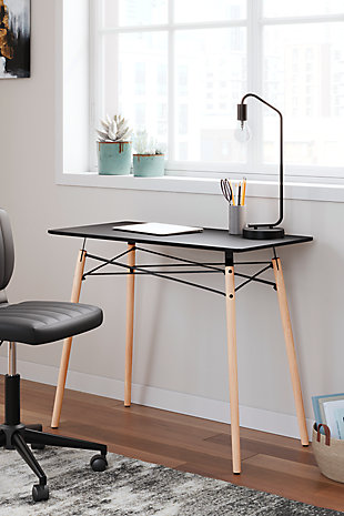 Jaspeni Home Office Desk, Black/Natural, rollover