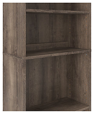 Clean-lined and contemporary—but far from stark—the Arlenbry home office bookcase is a fresh style awakening. Sleek scale makes it a natural fit for smaller spaces. Effortlessly combining modern farmhouse design with urban attitude, the replicated weathered oak grain plays perfectly with the chic yet earthy aesthetic.Made of decorative laminate and engineered wood | Replicated weathered oak grain | 3 fixed shelves; 1 adjustable shelf | Assembly required | Estimated Assembly Time: 45 Minutes