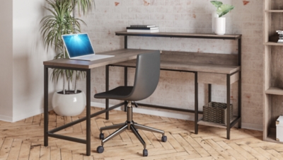 H275-24 Arlenbry Home Office L-Desk with Storage, Gray sku H275-24