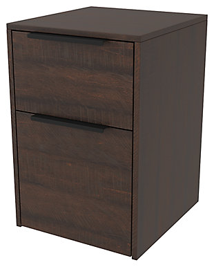 Whether you lean towards modern farmhouse or urban industrial design, the clean-lined profile of the Camiburg file cabinet is an essential component to any well-equipped home office. Sleek and slim, it’s just enough furniture to complete your space without overloading your look.Made of engineered wood and decorative laminate | Replicated rough-sawn wood grain | 2 smooth-operating file drawers with ball bearing side glides | Assembly required | Estimated Assembly Time: 60 Minutes