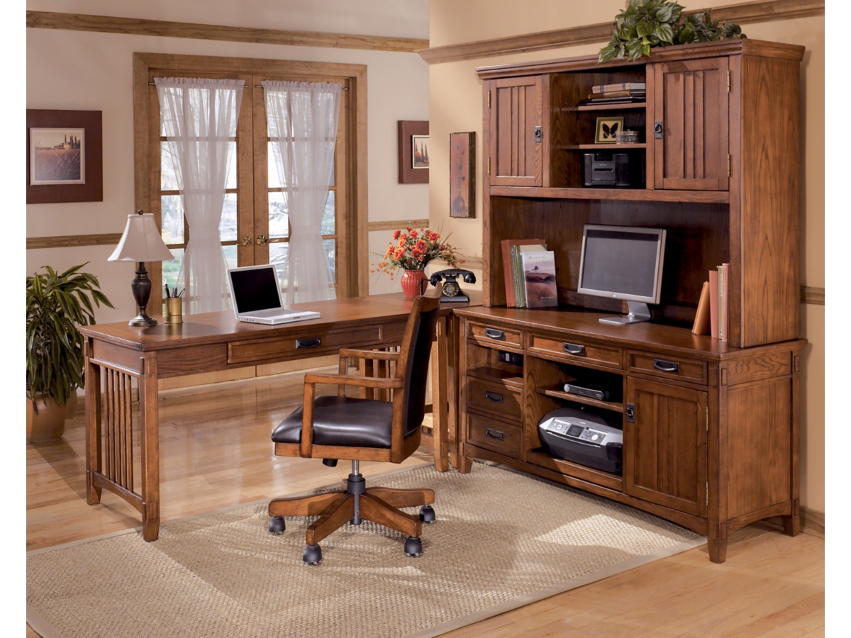 Large office deals desk with hutch