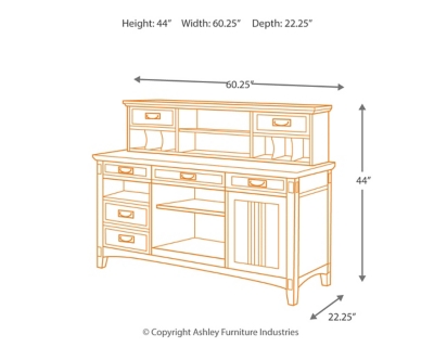 Cross Island 2 Piece Home Office Large Credenza With Low Hutch