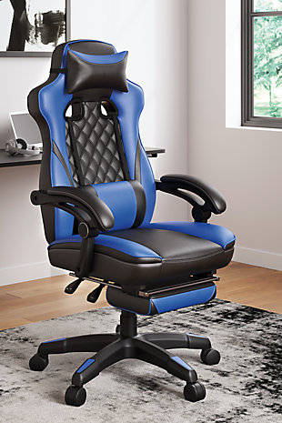 Lynxtyn Home Office Swivel Desk Chair, Blue/Black, rollover