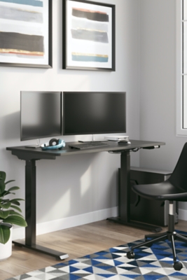 Lynxtyn Adjustable Height Home Office Desk, Black