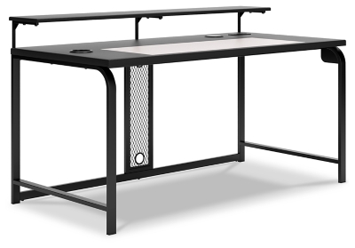 "Lynxtyn 63" Home Office Desk with Raised Monitor Stand", Black