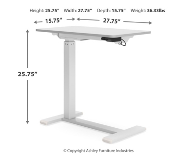 Lynxtyn Adjustable Height Home Office Side Desk, Taupe/White, large