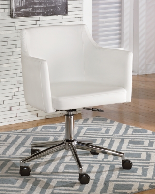 Baraga Swivel Home Office Desk Chair Leather, White