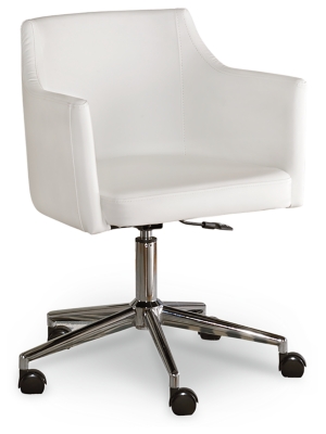 Studio 55D Modern Home Office Chair Swivel Tilt Low Back White Black Chrome  Adjustable for Work Desk Home Office Computer