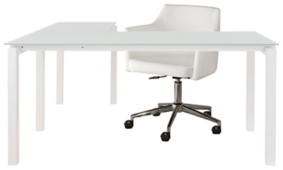 APG-H410-2P Baraga Home Office Desk with Chair, White sku APG-H410-2P