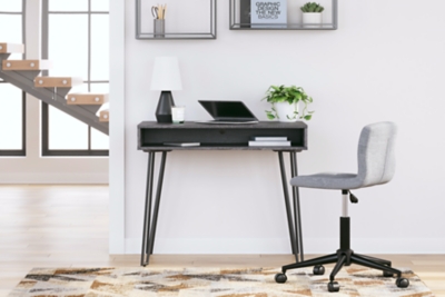 Strumford Home Office Desk, Charcoal/Black, large