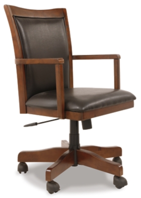 Brown Leather Home Office Chair Swivel Adjustable Height Chair