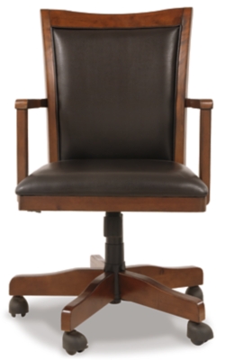 Brown Leather Home Office Chair Swivel Adjustable Height Chair