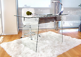 Glass Home Office Desk with Metal Accents, , rollover