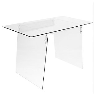 Glass Home Office Desk with Metal Accents, , large