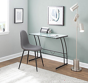 Glass Top Home Office Desk, Black/White, rollover