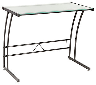An inspired choice for small spaces—and even high-style dorms—this metal and glass computer desk is just your type if you love an ultra-modern look. Plus, it’s made for easy setup, breakdown and storage. How smart is that?Sturdy metal base in black | Tempered glass top | Easy setup and breakdown | Assembly required