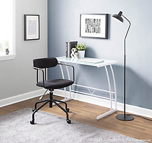Glass Top Home Office Desk, White, rollover