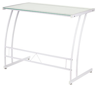 An inspired choice for spaces—and even high-style dorms—this metal and glass computer desk is just your type if you love an ultra-modern look. Plus, it’s made for easy setup, breakdown and storage. How smart is that?Sturdy metal base in white | Tempered glass top | Easy setup and breakdown | Assembly required