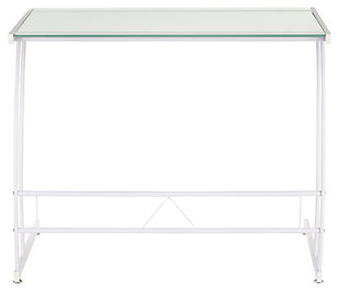 An inspired choice for spaces—and even high-style dorms—this metal and glass computer desk is just your type if you love an ultra-modern look. Plus, it’s made for easy setup, breakdown and storage. How smart is that?Sturdy metal base in white | Tempered glass top | Easy setup and breakdown | Assembly required